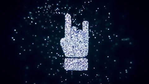 Abstract flying flickering particles turn into a hand sign. 3D rendering Stock Illustration