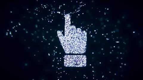 Abstract flying flickering particles turn into a hand sign. 3D rendering Stock Illustration