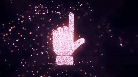 Abstract flying flickering particles turn into a hand sign. 3D rendering Stock Illustration