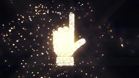 Abstract flying flickering particles turn into a hand sign. 3D rendering Stock Illustration