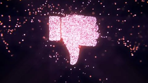 Abstract flying flickering particles turn into a hand sign. 3D rendering Stock Illustration