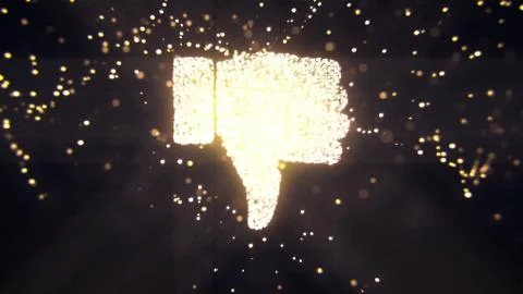 Abstract flying flickering particles turn into a hand sign. 3D rendering Stock Illustration