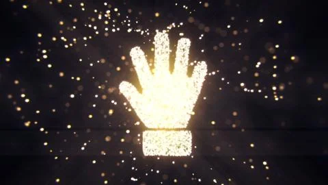 Abstract flying flickering particles turn into a hand sign. 3D rendering Stock Illustration
