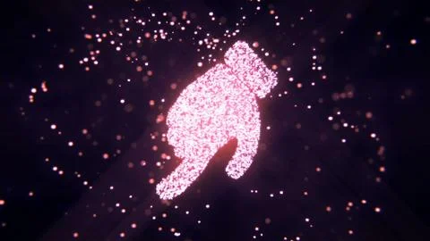 Abstract flying flickering particles turn into a hand sign. 3D rendering Stock Illustration