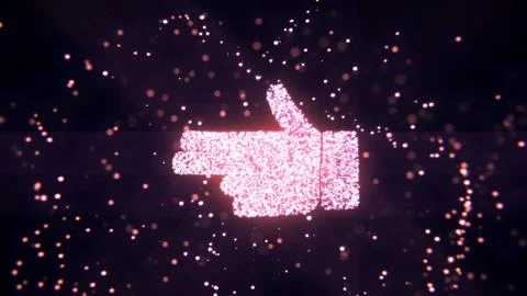 Abstract flying flickering particles turn into a hand sign. 3D rendering Stock Illustration