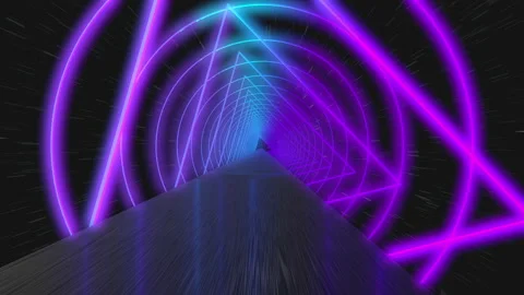 Abstract flying in futuristic corridor with triangles, seamless loop 4k backgrou Stock-Footage 150725757