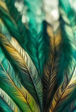 Abstract flying green feather pattern Stock Illustration