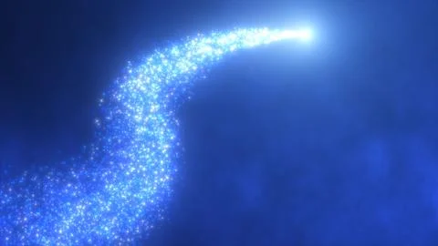 Abstract flying line particles blue bright glowing magical energy particles.. Stock Illustration