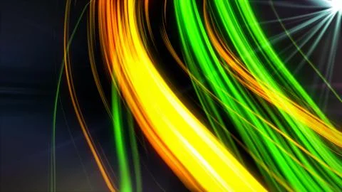 Abstract flying lines in dark space and rays, computer generated modern abstr Stock Illustration
