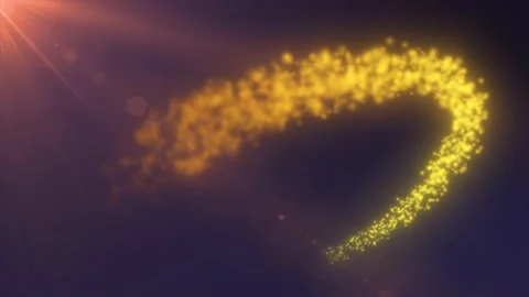 Abstract flying magical luminous line of particles of energy yellow gold in.. Video stock 225765795