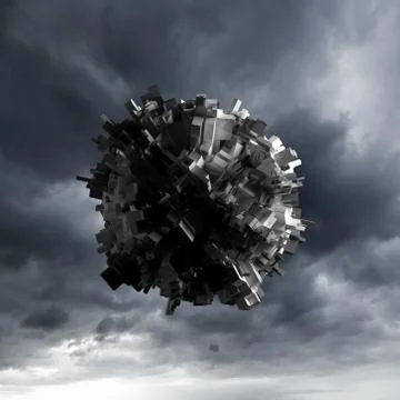 Abstract flying object with chaotic surface Stock Illustration
