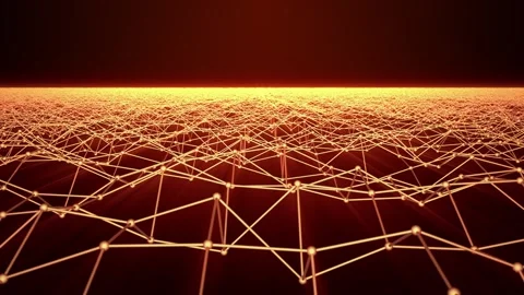 Abstract flying over lines and dots connectionsfloating in dark space Stock Footage 266002999