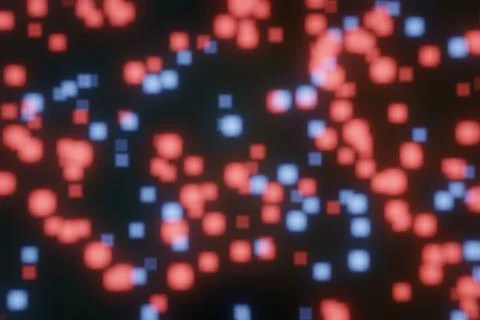 Abstract Flying particles Bokeh Background, 3D rendering Stock Illustration