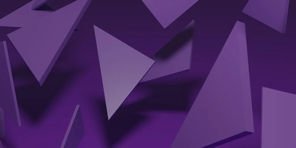 Abstract flying purple triangles pattern luxury dark background. Modern trendy  Stockillustratie
