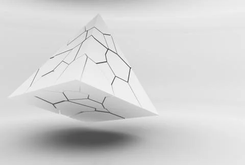Abstract flying pyramid object 3d Stock Illustration
