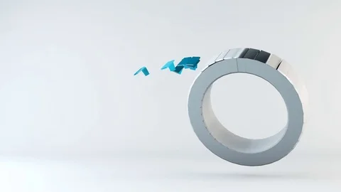 Abstract flying rotating 3d ring shape building from small elements Stock Footage 72890011