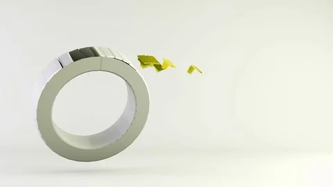 Abstract flying rotating 3d ring shape building from small elements Stock Footage 72890050