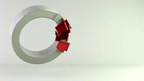 Abstract flying rotating 3d ring shape building from small elements Stock Footage 72890106