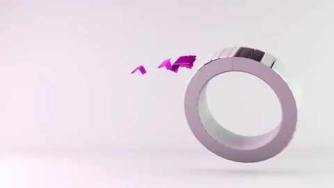 Abstract flying rotating 3d ring shape building from small elements Stock Footage 72927147