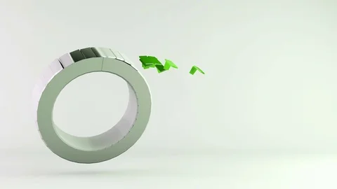 Abstract flying rotating 3d ring shape building from small elements Stock Footage 72927227