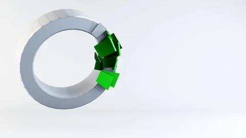 Abstract flying rotating 3d ring shape building from small elements Stock Footage 72927261