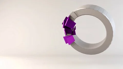 Abstract flying rotating 3d ring shape building from small elements Stock Footage 72927343