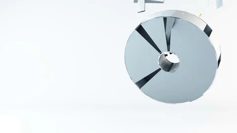 Abstract flying rotating 3d ring shape building from small elements Stock Footage 72927383