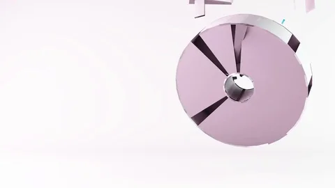 Abstract flying rotating 3d ring shape building from small elements Stock Footage 72927417