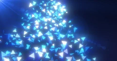 Abstract flying small blue luminous fragments bright glass triangles partic.. イラスト素材