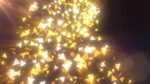 Abstract flying small blue luminous fragments bright glass triangles partic.. 库存插图