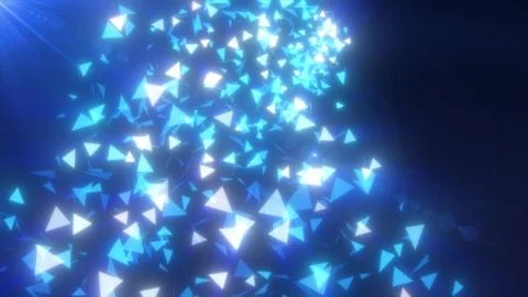 Abstract flying small blue luminous fragments bright glass triangles partic.. イラスト素材