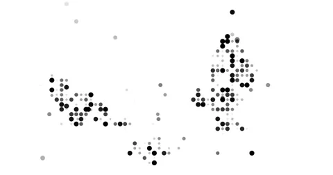 Abstract Flying Spheres Assembling Wallis and Futuna Map in Motion Graphics Vídeos de archivo 318849077