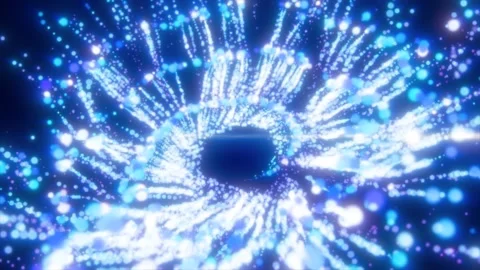 Abstract flying in a spiral in a whirlwind exploding blue bright luminous p.. Stock Footage 232330551