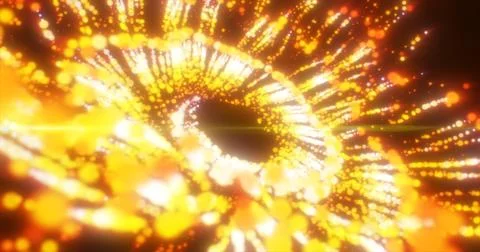 Abstract flying in a spiral in a whirlwind exploding yellow bright luminous.. Stock Illustration