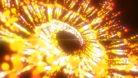 Abstract flying in a spiral in a whirlwind exploding yellow bright luminous.. 库存插图
