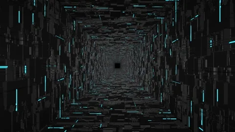 Abstract flying through a futuristic corridor with blue neon elements Stock Footage 265226899