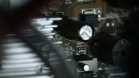 Abstract focus through computer chip wires Stock Footage 130284466