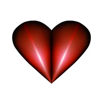 Abstract folded design element for Valentines Day. Pleated Red Heart Icon Stock Illustration