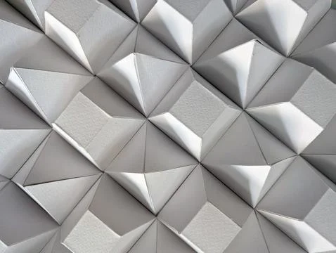 Abstract Folded Paper Geometric Pattern Shadows Stock Photos