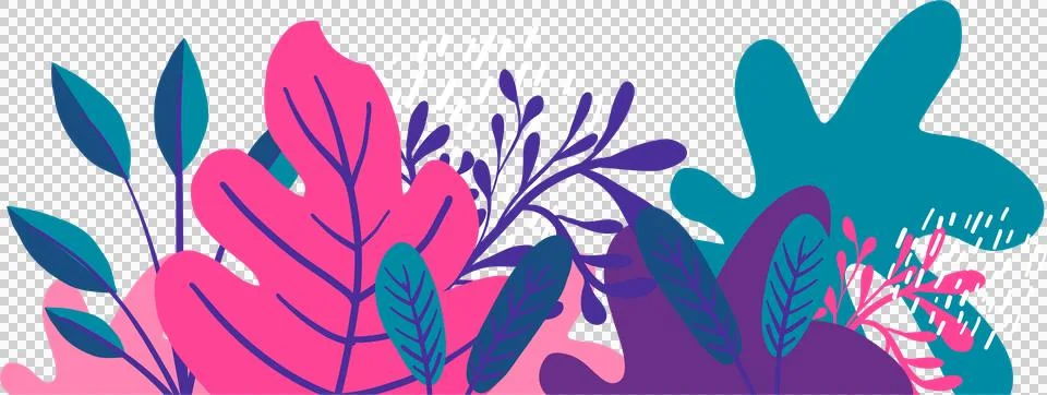 Abstract foliage is featuring flat design leaves and white dashes layered on Illustrazione stock