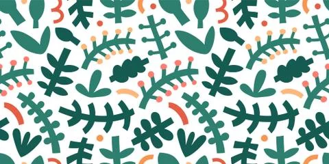 Abstract foliage pattern. Bold contemporary abstraction shapes and doodles Stock Illustration