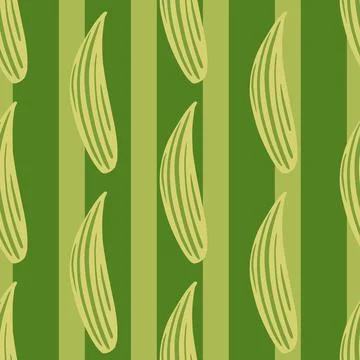 Abstract foliage seamless doodle pattern with lily of the valley leaves shape Stock Illustration