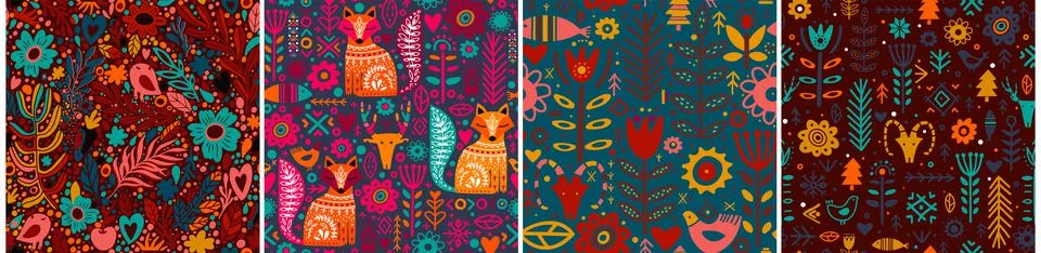 Abstract Folk nordic seamless pattern. Vector illustration Stock Illustration