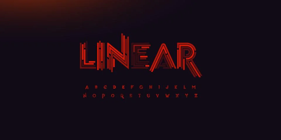 Abstract Font AI Security Logo Cyber Alphabet Red Stripes Letters Digital Stockillustratie