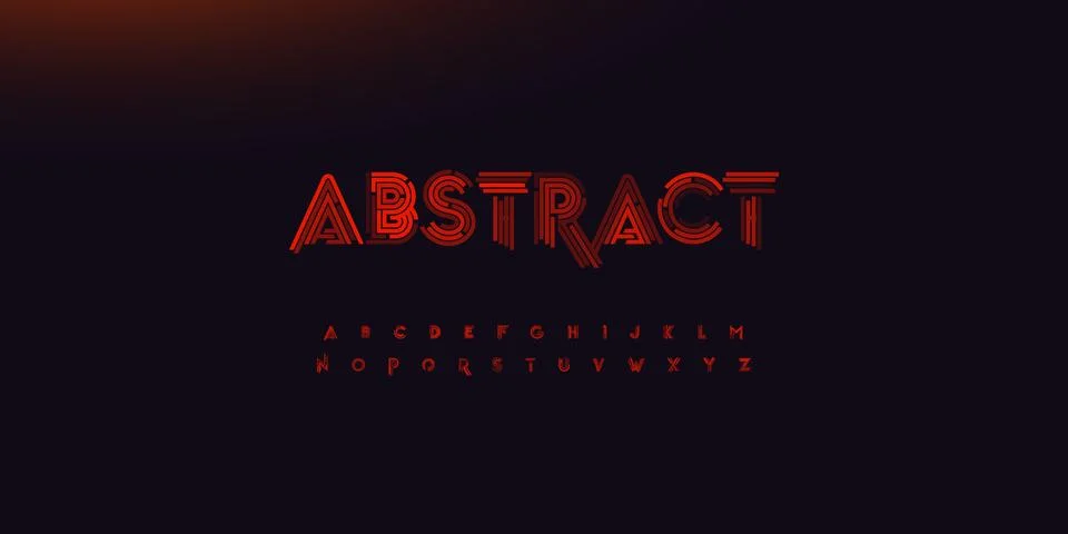 Abstract Font AI Security Logo Cyber Alphabet Red Stripes Letters Digital 스톡 일러스트