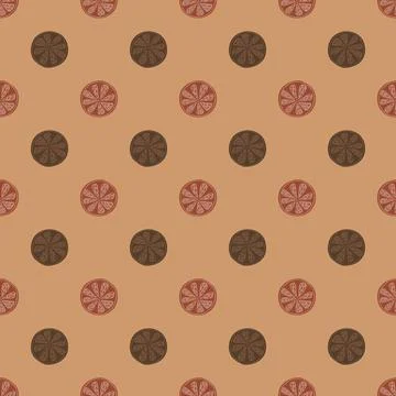 Abstract food fruit seamless pattern with creative orange slice ornament. Bei Stock Illustration