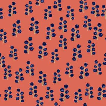 Abstract food seamless pattern with navy blue colored blackberry elements. Or Stock Illustration