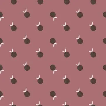 Abstract food seamless pattern with organic little mandarins ornament. Purple Stock Illustration