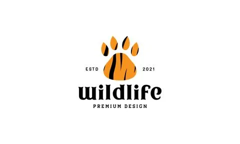 Abstract footprints tiger wild logo vector icon illustration design Stock Illustration