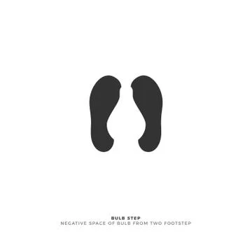 Abstract footstep with a bulb in negative space Stock Illustration